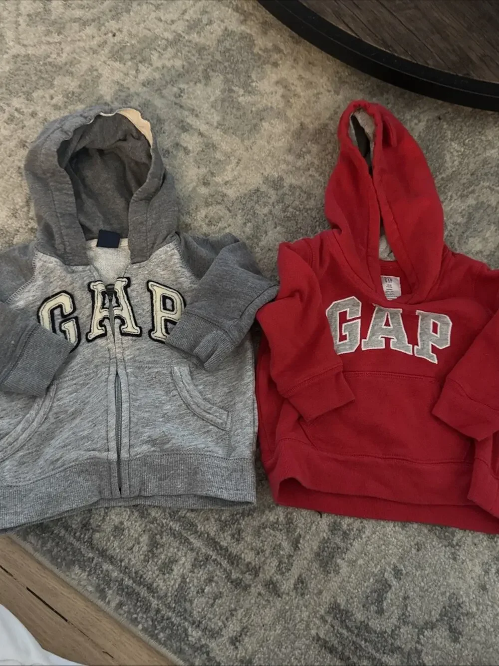 Baby Gap Red Logo Hoodie And Grey Zip Up Hoodie 12-18mo